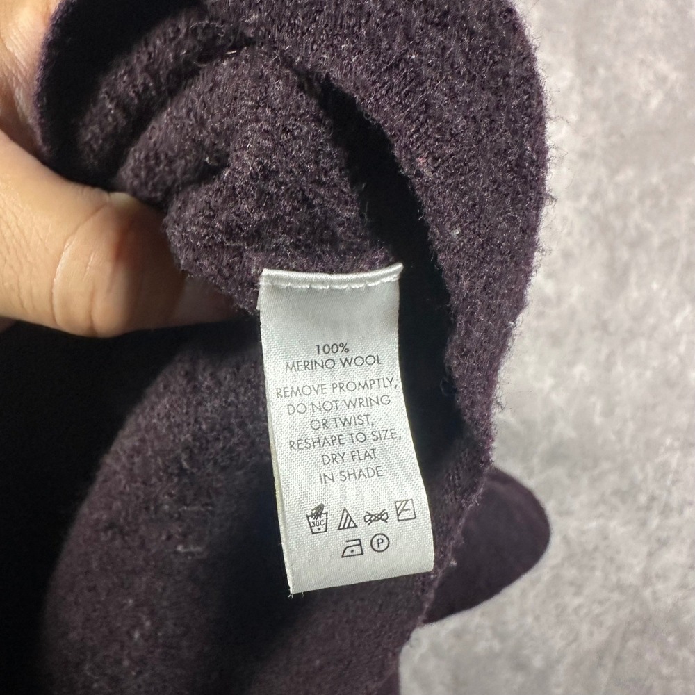 Calvin Klein Extra Fine Merino Wool V-Neck Sweater XL Plum Purple Knit Cropped - Picture 4 of 6